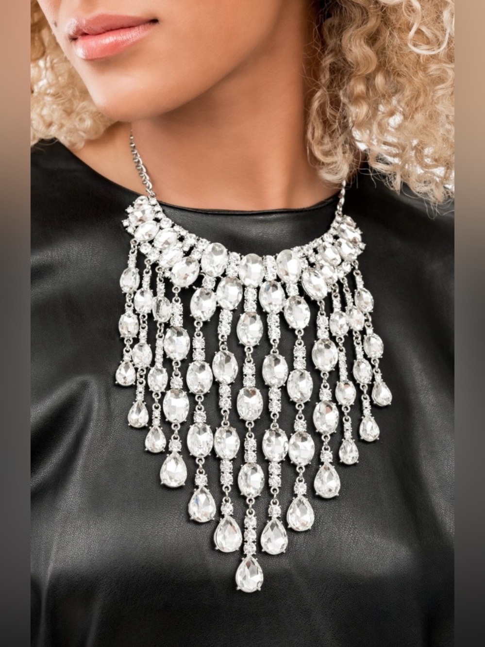 Crystal Fringe Statement Necklace & Earrings Set